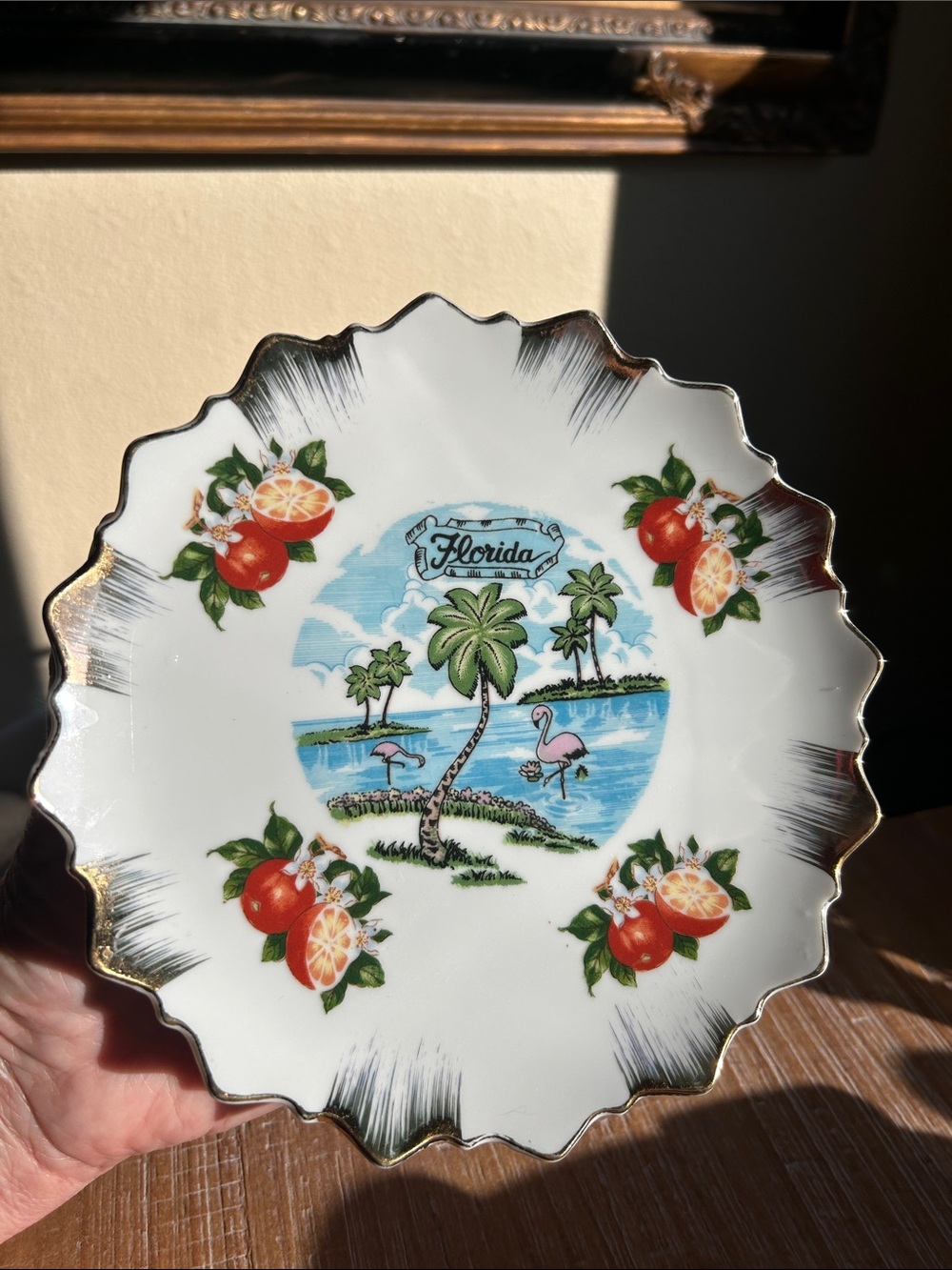 Vintage 50’s/60’s Florida Plate Wall Decor Gold Accents